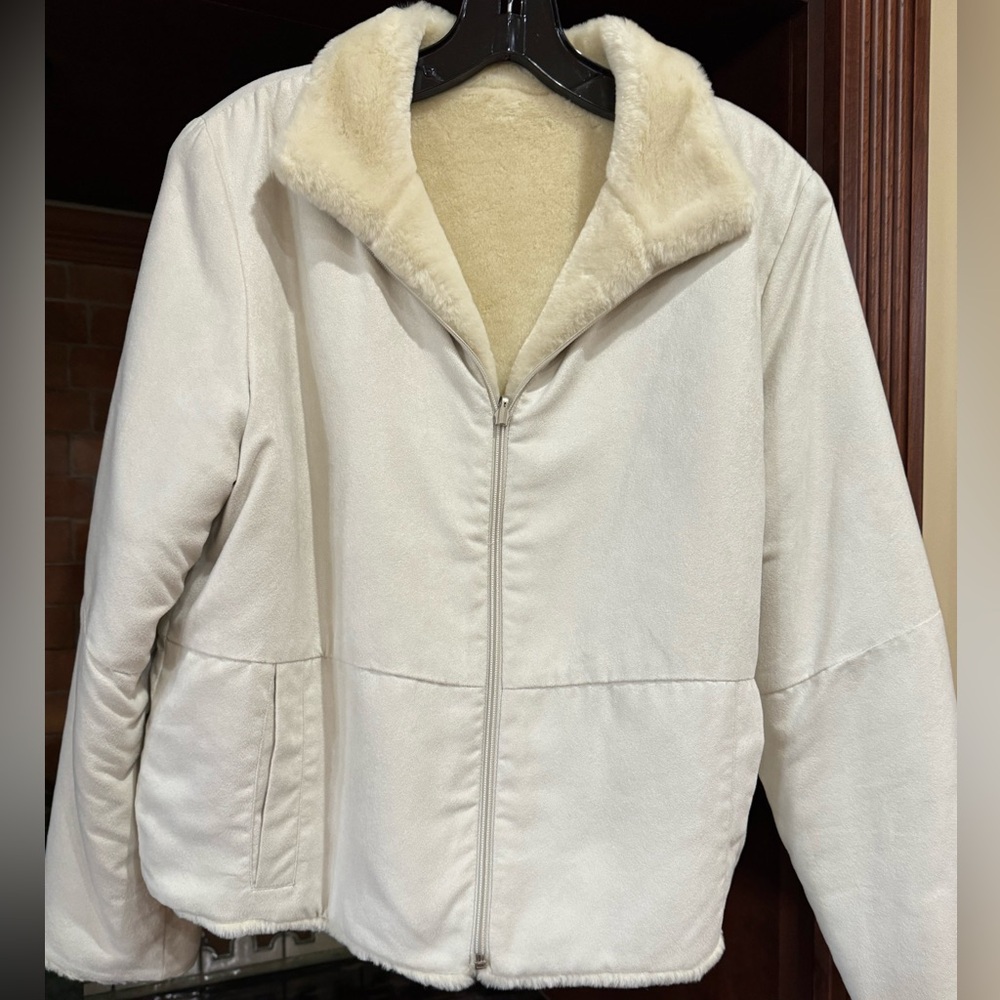 Vintage Reversible Cream Faux Suede Jacket
